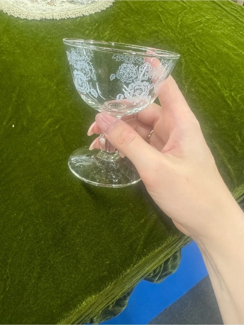 Vintage Etched Glass Dessert Coupe - SET OF 4